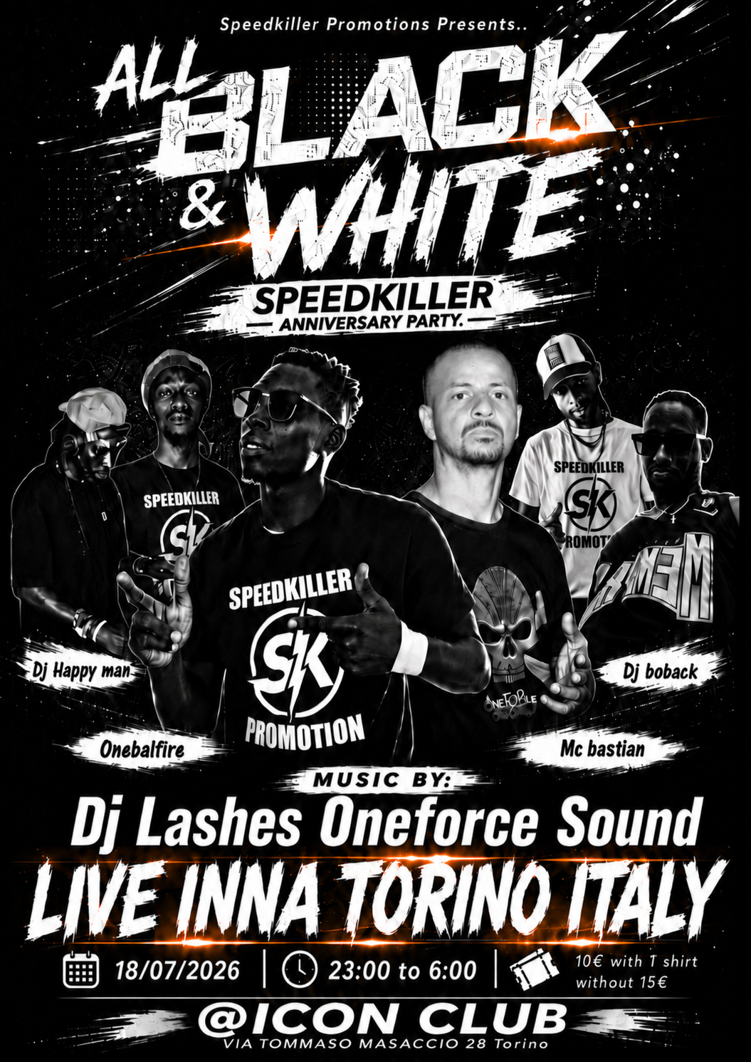 All Black & White – Speedkiller Anniversary Party flyer